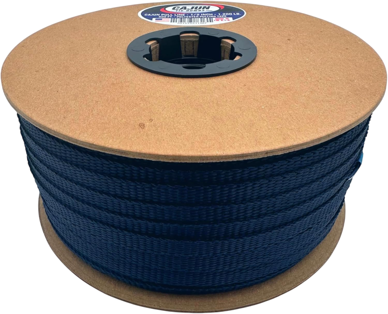 Navy Blue Polyester Pull Tape, 5/8 Inch, 1,500 lb.
